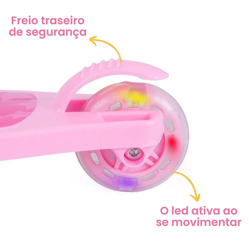 Patinete scooter infantil 3 rodas com led - Dobrável