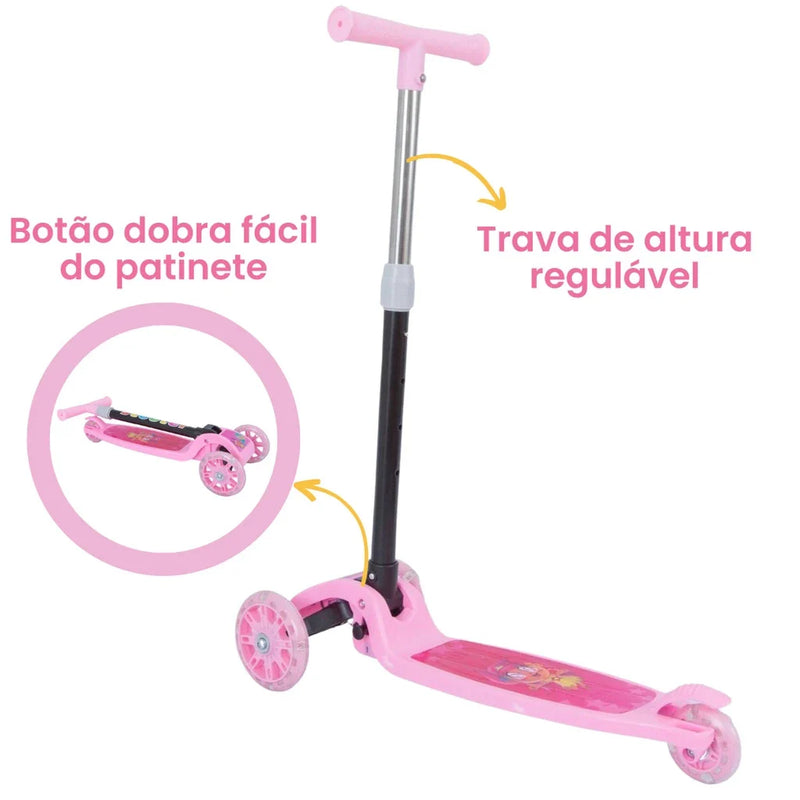 Patinete scooter infantil 3 rodas com led - Dobrável
