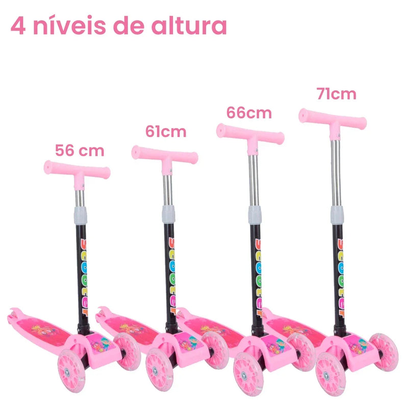 Patinete scooter infantil 3 rodas com led - Dobrável