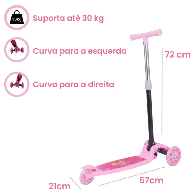 Patinete scooter infantil 3 rodas com led - Dobrável