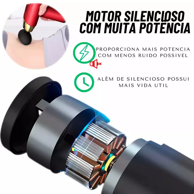 Pistola Massageadora Elétrica Profissional 4 em 1 com Display em LCD