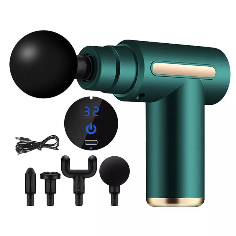 Pistola Massageadora Elétrica Profissional 4 em 1 com Display em LCD